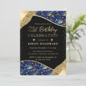 ブルーアンドイエロースターリーナイト21歳の誕生日 招待状 (スタンド正面)