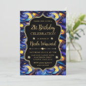 ブルーアンドイエロースターリーナイト21歳の誕生日 招待状 (スタンド正面)