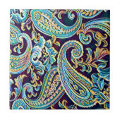 ブルーアンドイエロードリームヴィンテージペイズリー タイル (正面)