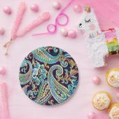 ブルーアンドイエロードリームヴィンテージペイズリー ペーパープレート (パーティー)