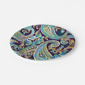 ブルーアンドイエロードリームヴィンテージペイズリー ペーパープレート (アングル)