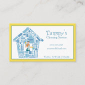 ブルーアンドイエローハウスクリーニングサービスビジネスCa 名刺 (正面)