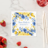 ブルーアンドイエローピーニーフローラブライダルシャワー スタンダードカクテルナプキン (インサイチュ)