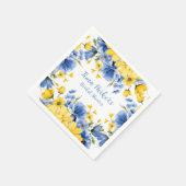 ブルーアンドイエローピーニーフローラブライダルシャワー スタンダードカクテルナプキン (角)