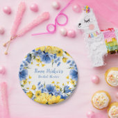 ブルーアンドイエローピーニーフローラブライダルシャワー ペーパープレート (パーティー)