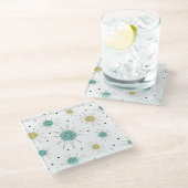 ブルーアンドイエローフランシスコスターバストミッドセンチュリー ガラスコースター (アングル)