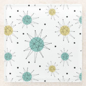 ブルーアンドイエローフランシスコスターバストミッドセンチュリー ガラスコースター (正面)