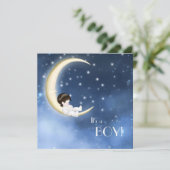 ブルーアンドイエロームーン男の赤ちゃんシャワー 招待状 (スタンド正面)