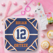 ブルーアンドオレンジスポーツテーマ紙プレート ペーパープレート (パーティー)