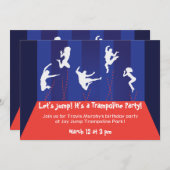ブルーアンドオレンジトランポリンパーティの招待状 招待状 (正面/裏面)