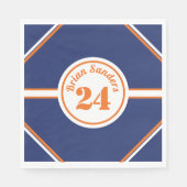 ブルーアンドオレンジベースボールテーマ スタンダードランチョンナプキン (正面)