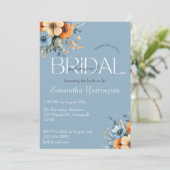 ブルーアンドオレンジワイルドフラワーブライダルシャワー 招待状 (スタンド正面)