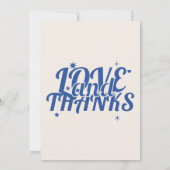 ブルーアンドクリーはっきりしたムレトロラヴ感謝してい&結婚s サンキューカード (裏面)