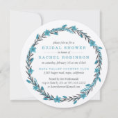 ブルーアンドクリームウィンターフローラブライダルシャワー 招待状 (正面)