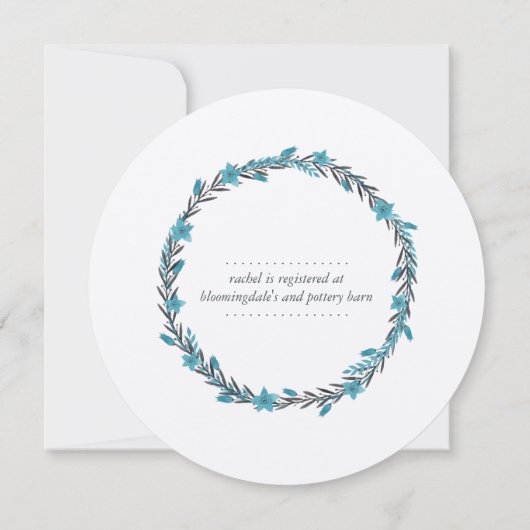 ブルーアンドクリームウィンターフローラブライダルシャワー 招待状 (裏面)