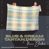 ブルーアンドクリームタータンチェックデザインフリースブランケット フリースブランケット
