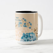 ブルーアンドクリームフローラ母の日 ツートーンマグカップ (正面右)