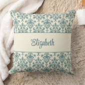 ブルーアンドクリームヴィンテージダマスク クッション (ブランケット)