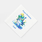 ブルーアンドグリーンアクソロトルボーイズバースデーパーティー スタンダードランチョンナプキン (角)