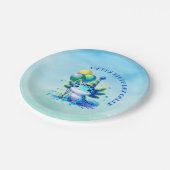 ブルーアンドグリーンアクソロトルボーイズバースデーパーティー ペーパープレート (アングル)