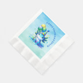 ブルーアンドグリーンアクソロトルボーイズバースデーパーティー 縁ありランチョンナプキン (角)