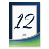 ブルーアンドグリーンウェーブバー（ユダヤ教の）バル・ミツバー テーブルナンバー (裏面)