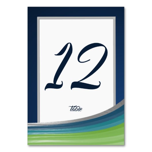 ブルーアンドグリーンウェーブバー（ユダヤ教の）バル・ミツバー テーブルナンバー (正面)