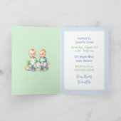 ブルーアンドグリーンツインボーイズベビーシャワー招待状 招待状 (内部)