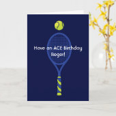 ブルーアンドグリーンテニス🎾エース誕生日はがき カード (黄色い花)