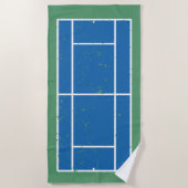 ブルーアンドグリーンテニスコート動揺してスタイル ビーチタオル (正面)