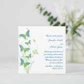 ブルーアンドグリーンバタフライつる植物結婚式招待状 招待状 (スタンド正面)