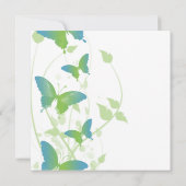 ブルーアンドグリーンバタフライつる植物結婚式招待状 招待状 (裏面)