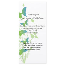 ブルーアンドグリーンバタフライつる植物結婚式 プログラム