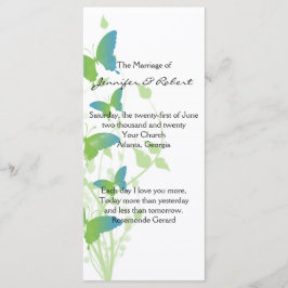 ブルーアンドグリーンバタフライつる植物結婚式 プログラム