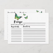 ブルーアンドグリーンバタフライブライダルシャワーレシピカード ポストカード (正面/裏面)