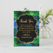 ブルーアンドグリーンピーコックアゲート誕生日 サンキューカード (スタンド正面)