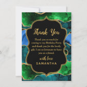 ブルーアンドグリーンピーコックアゲート誕生日 サンキューカード (正面)