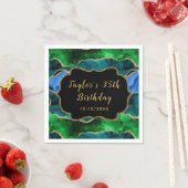 ブルーアンドグリーンピーコックアゲート誕生日 スタンダードカクテルナプキン (インサイチュ)