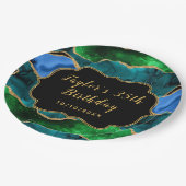 ブルーアンドグリーンピーコックアゲート誕生日 ペーパープレート (アングル)
