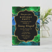 ブルーアンドグリーンピーコックアゲート誕生日 招待状 (スタンド正面)