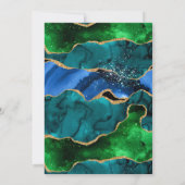 ブルーアンドグリーンピーコックアゲート誕生日 招待状 (裏面)