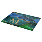 ブルーアンドグリーンピーコックフェイクグリッターアゲート カッティングボード (角)