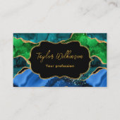 ブルーアンドグリーンピーコックフェイクグリッターアゲート 名刺