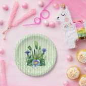 ブルーアンドグリーンフローラ園 ペーパープレート (パーティー)