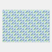 ブルーアンドグリーンボーイズ誕生日 ラッピングペーパーシート (正面2)