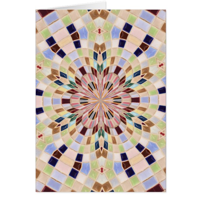 ブルーアンドグリーンモザイク万華鏡のように千変万化するパターン (正面)