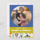 ブルーアンドグリーンレトロホリデーカード 招待状 (正面)