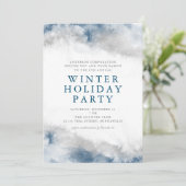 ブルーアンドグレーウォーターカラーウィンターホリデーパーティー 招待状 (スタンド正面)