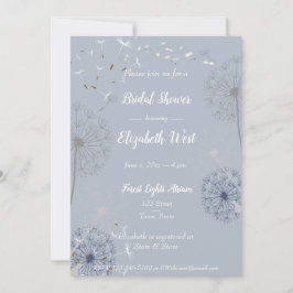 ブルーアンドグレーダンデロンパフスブライダルシャワー 招待状