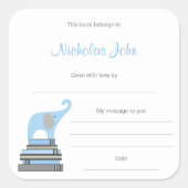 ブルーアンドグレーボーイゾウonブックブックプレート スクエアシール (正面)